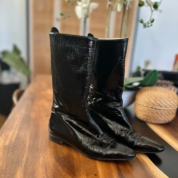 MANOLO BLAHNIK VINTAGE PATENT LEATHER BOOT size EU 35.5 - Picture 6 of 11